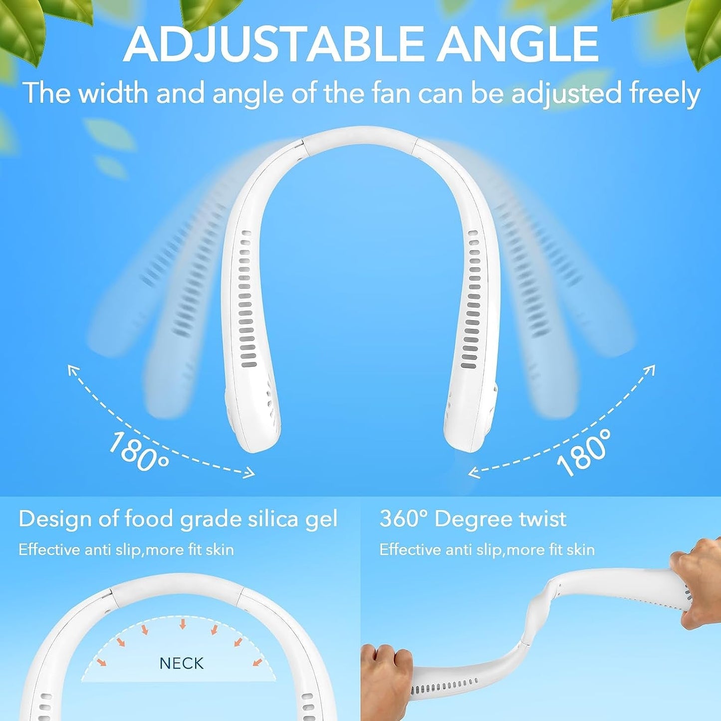 Rechargeable Bladeless Neck Fan 360° Cooling Fan