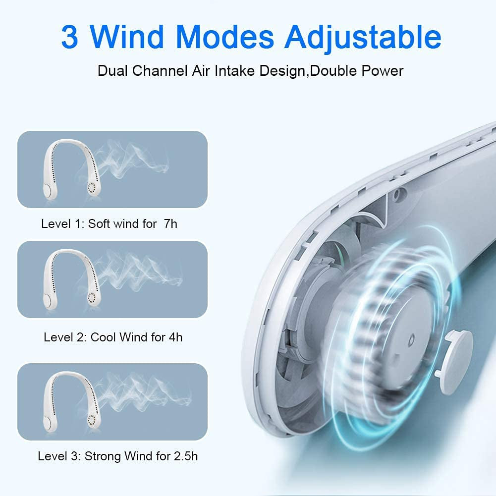 Rechargeable Bladeless Neck Fan 360° Cooling Fan