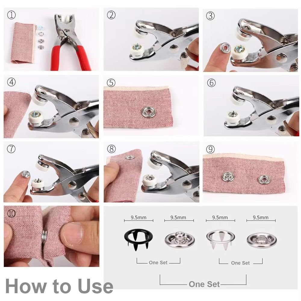 Snap Button Kit with Pliers for Sewing & DIY