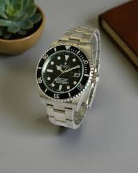Rolex Submariner Inspired Watch Steel Black Dial